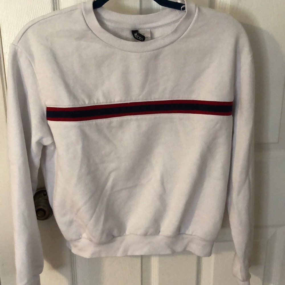 White stripe pullover sweatshirt